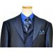 Extrema Black / Metallic Royal Blue Pinstripes Super 120's Wool Vested Suit T69002 / 25